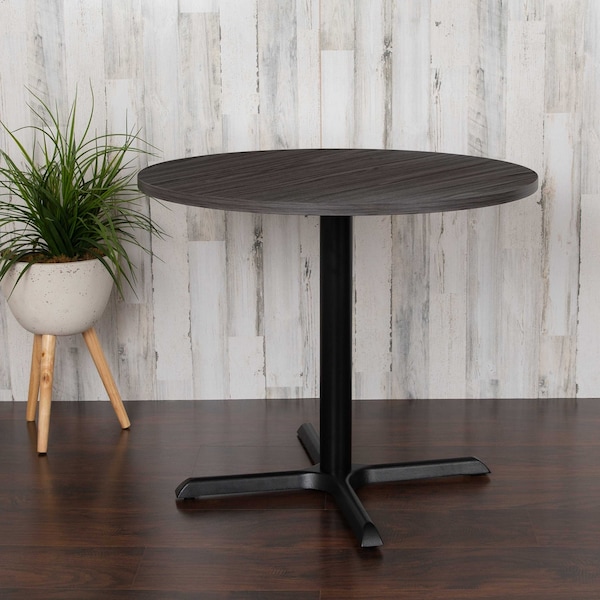 Flash Furniture Round 35.5" W, 35.5" L, 30" H, Laminate Top, Grey GC-M-BLK-15-GRY-GG - main